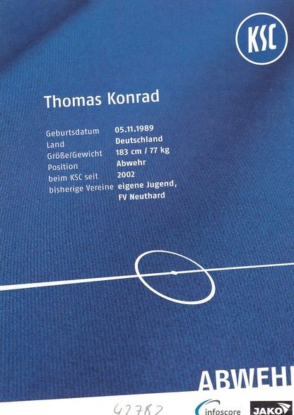 Autogramm Fussball | Karlsruher SC II | 2008 | Thomas KONRAD