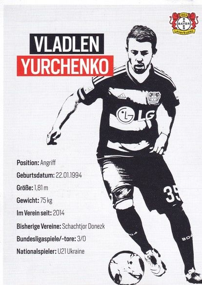 Autogramm Fussball | Bayer Leverkusen | 2015 | Vladlen YURCHENKO