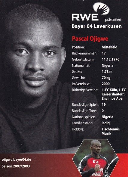 Autogramm Fussball | Bayer Leverkusen | 2002 | Pascal OJIGWE