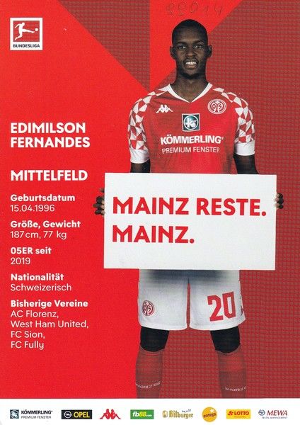 Autogramm Fussball | FSV Mainz 05 | 2020 | Edimilson FERNANDES