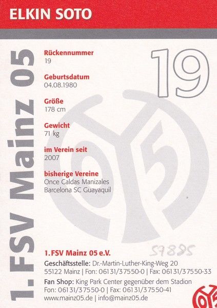 Autogramm Fussball | FSV Mainz 05 | 2007 | Elkin SOTO