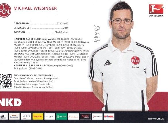 Autogramm Fussball | 1. FC Nürnberg | 2012 | Michael WIESINGER