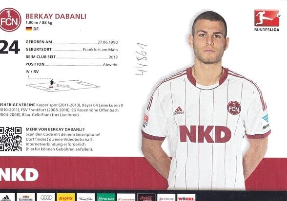 Autogramm Fussball | 1. FC Nürnberg | 2012 | Berkay DABANLI