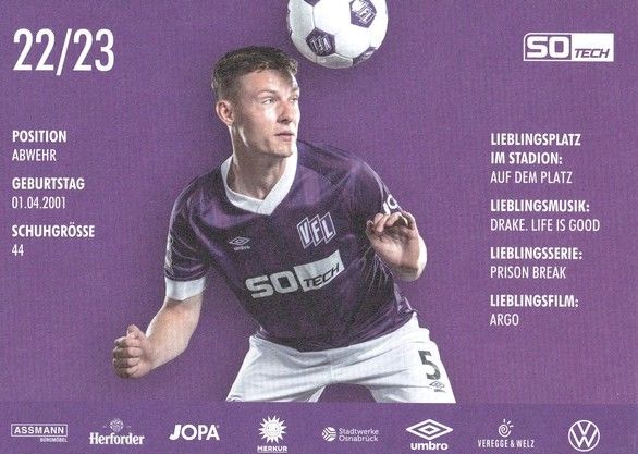 Autogramm Fussball | VfL Osnabrück | 2022 | Benas SAKTUS