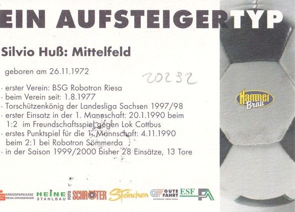 Autogramm Fussball | BSG Stahl Riesa | 2001 | Silvio HUSS