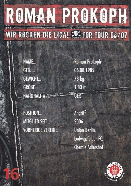 Autogramm Fussball | FC St. Pauli | 2006 | Roman PROKOPH