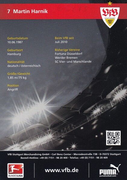Autogramm Fussball | VfB Stuttgart | 2012 | Martin HARNIK