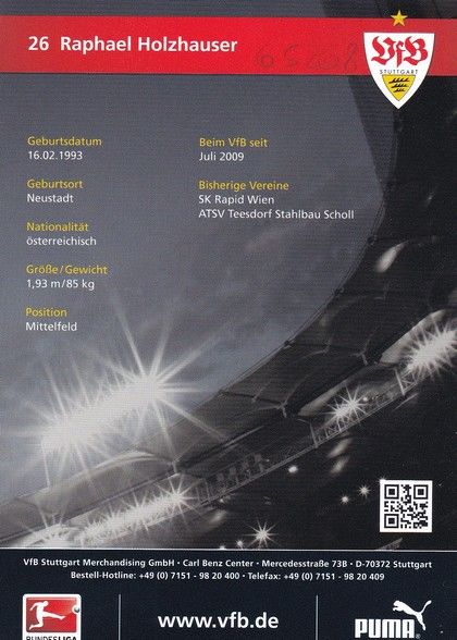 Autogramm Fussball | VfB Stuttgart | 2012 | Raphael HOLZHAUSER