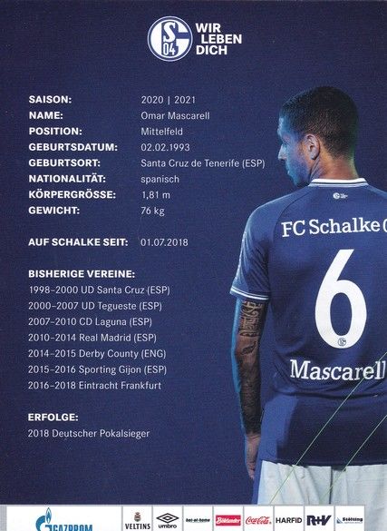 Autogramm Fussball | FC Schalke 04 | 2020 | Omar MASCARELL