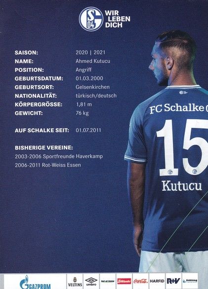 Autogramm Fussball | FC Schalke 04 | 2020 | Ahmed KUTUCU