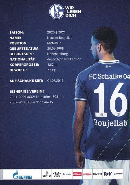Autogramm Fussball | FC Schalke 04 | 2020 | Nassim BOUJELLAB