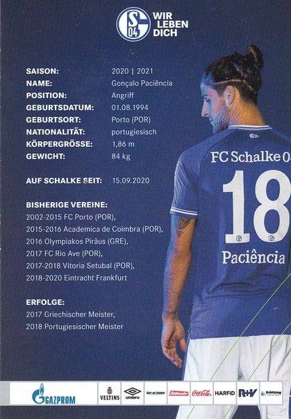 Autogramm Fussball | FC Schalke 04 | 2020 | Goncalo PACIENCIA