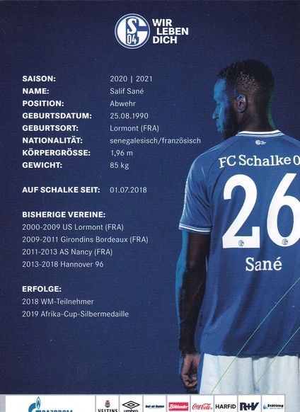 Autogramm Fussball | FC Schalke 04 | 2020 | Salif SANE