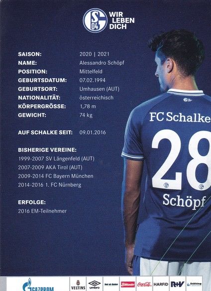 Autogramm Fussball | FC Schalke 04 | 2020 | Alessandro SCHÖPF