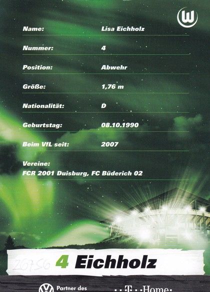 Autogramm Fussball (D) | VfL Wolfsburg | 2009 | Lisa EICHHOLZ