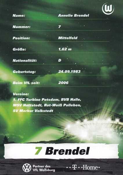 Autogramm Fussball (D) | VfL Wolfsburg | 2009 | Annelie BRENDEL