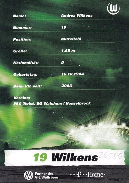 Autogramm Fussball (D) | VfL Wolfsburg | 2009 | Andrea WILKENS