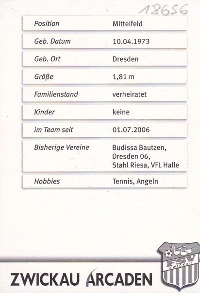 Autogramm Fussball | FSV Zwickau | 2006 | Rico GLAUBITZ