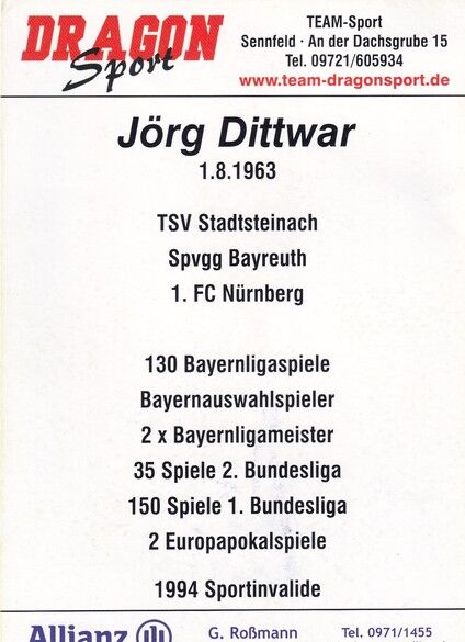 Autogramm Fussball | 2010er | Jörg DITTWAR (Portrait Color) Dragon