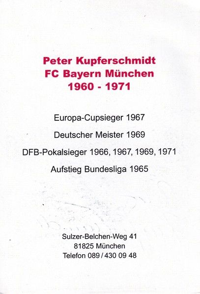 Autogramm Fussball | FC Bayern München | 1960er Retro | Peter KUPFERSCHMIDT (Portrait SW) 2
