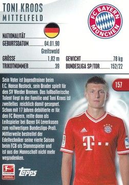 Sticker Fussball | FC Bayern München | 2014 Topps | Toni KROOS (Nr. 157)