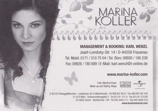 Autogramm Schlager | Marina KOLLER | 2010er (Portrait Color) Koch