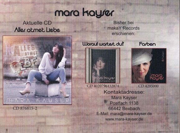 Autogramm Schlager | Mara KAYSER | 2015 "Alles Atmet Liebe" (makaY)