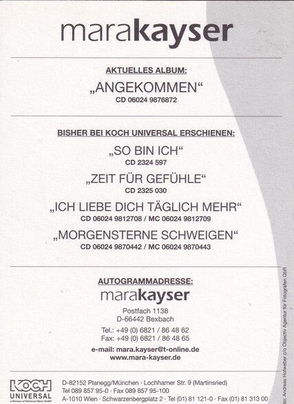 Autogramm Schlager | Mara KAYSER | 2006 "Angekommen" (Portrait Color) Koch