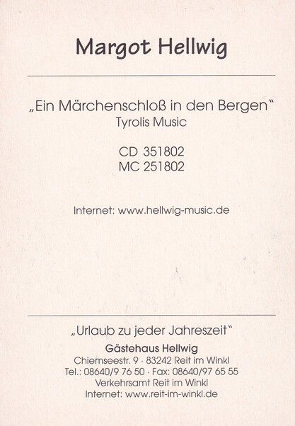 Autogramm Volksmusik | Margot HELLWIG | 2000er "Märchenschloss" (Tyrolis)