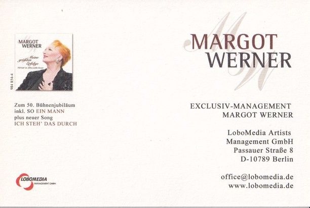Autogramm Chanson | Margot WERNER | 2007 (50 Jahre Bühne) LoboMedia