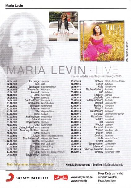Autogramm Schlager | Maria LEVIN | 2015 (Portrait Color) Tour