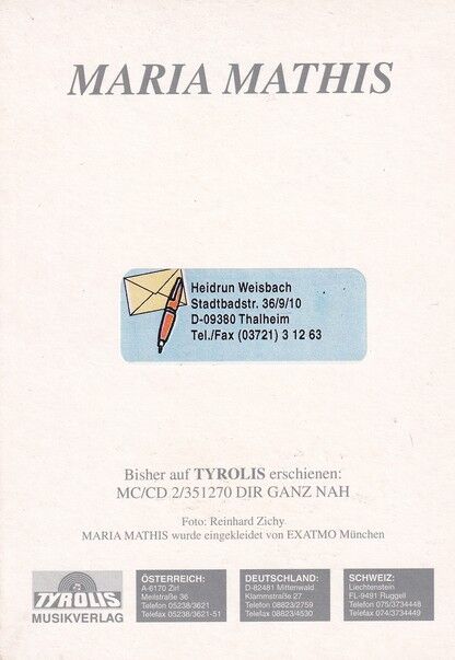 Autogramm Volksmusik | Maria MATHIS | 1996 "Dir Ganz Nah" (Tyrolis)
