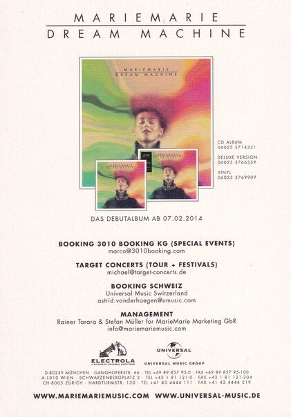 Autogramm Pop | MarieMarie | 2014 "Dream Machine" (Portrait Color) Electrola