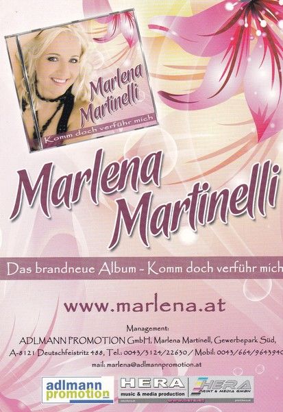 Autogramm Schlager | Marlena MARTINELLI | 2010 "Komm Doch Verführ Mich" (Adlmann)