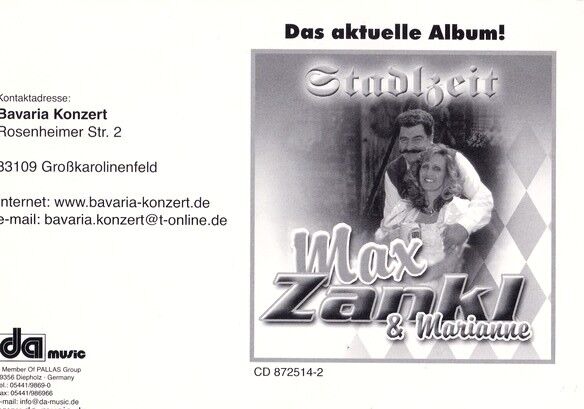 Autogramme Volksmusik | Max ZANKL + Marianne | 2001 "Stadlzeit" (DA Music)