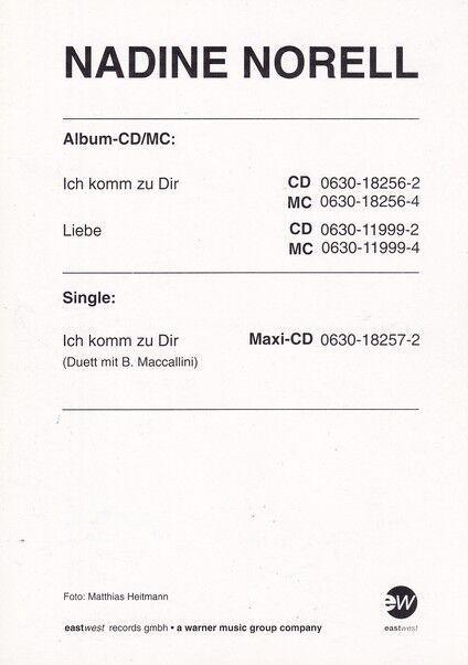 Autogramm Schlager | Nadine NORELL | 1997 "Ich Komm Zu Dir" (EastWest)