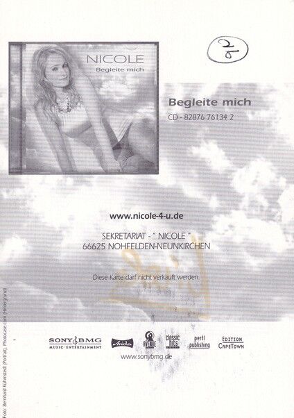 Autogramm Schlager | NICOLE | 2006 "Begleite Mich" (Portrait Color Sony BMG)