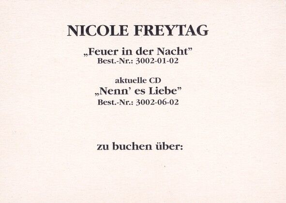 Autogramm Schlager | Nicole FREYTAG | 2003 "Nenn Es Liebe"