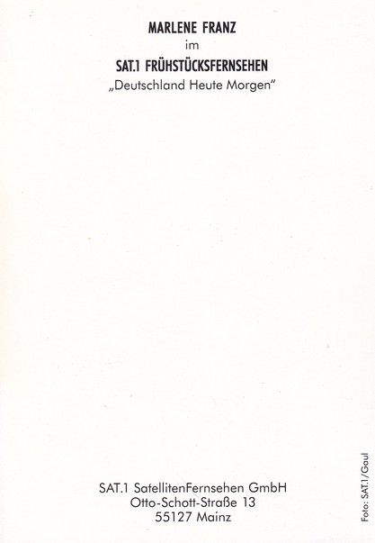 Autogramm TV | SAT1 | Marlene FRANZ | 2000er "Frühstücksfernsehen" (Gaul)