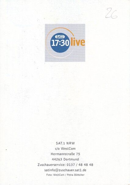 Autogramm TV | SAT1 | Meike KRÜGER | 2000er "17:30 Live" (Böttcher)
