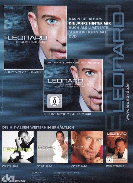 Autogramm Schlager | LEONARD | 2010 "Die Jahre Hinter Mir" (Portrait Color DA)