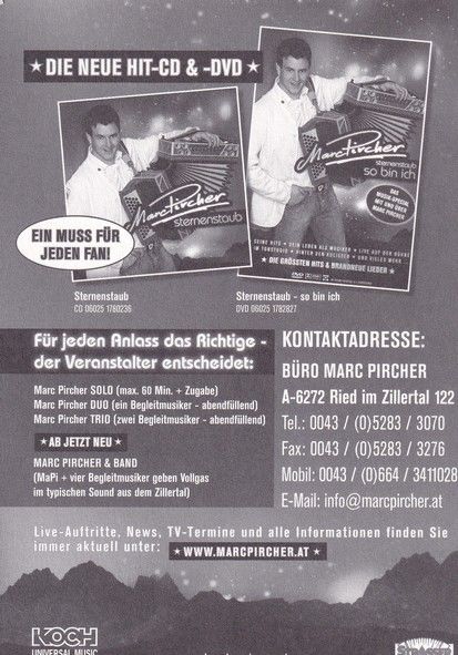 Autogramm Volksmusik | Marc PIRCHER | 2008 "Sternenstaub" (Portrait Color Koch)