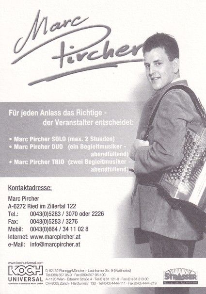 Autogramm Volksmusik | Marc PIRCHER | 2003 (Portrait Color Koch)