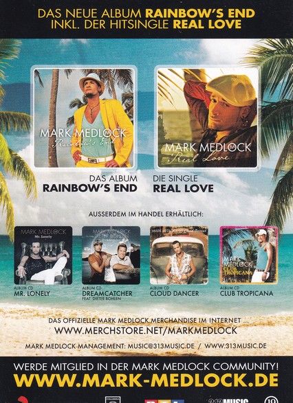 Autogramm Pop | Mark MEDLOCK | 2010 "Rainbows End" (Portrait Color) Sony