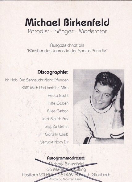 Autogramm Schlager | Michael BIRKENFELD | 1999 "Verrückt Nach Dir" (Esser)