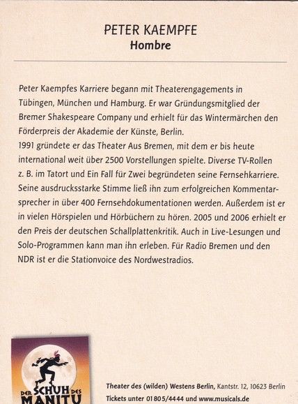 Autogramm Musical | Peter KAEMPFE | 2000er "Schuh Des Manitu"