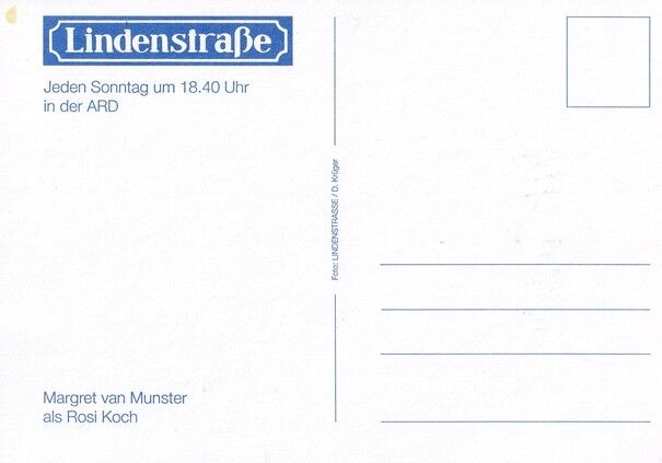 Autogramm TV | ARD | Margret VAN MUNSTER | 1990er "Lindenstrasse" (Krüger)