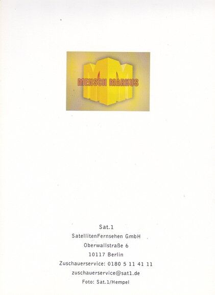 Autogramm TV | SAT1 | Markus Maria PROFITLICH | 2000er "Mensch Markus" (Hempel)