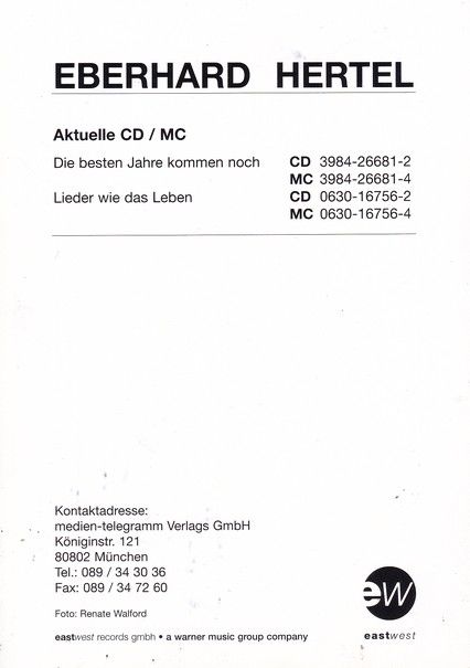 Autogramm Volksmusik | Eberhard HERTEL | 1999 "Die Besten Jahre" (Portrait Color EastWest)