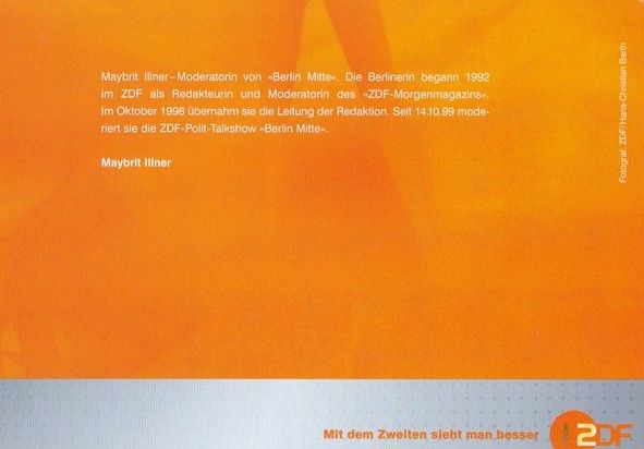 Autogramm TV | ZDF | Maybrit ILLNER | 2000er "Berlin Mitte" (Barth)